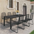 vidaXL PVC Rattan/Powder-Coated Steel/Aluminum Dining Set in Black