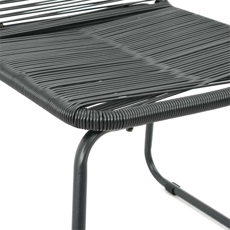 vidaXL PVC Rattan/Powder-Coated Steel/Aluminum Dining Set in Black