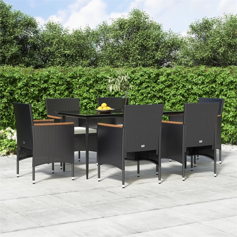 vidaXL Garden Dining Set in Black and Cream White