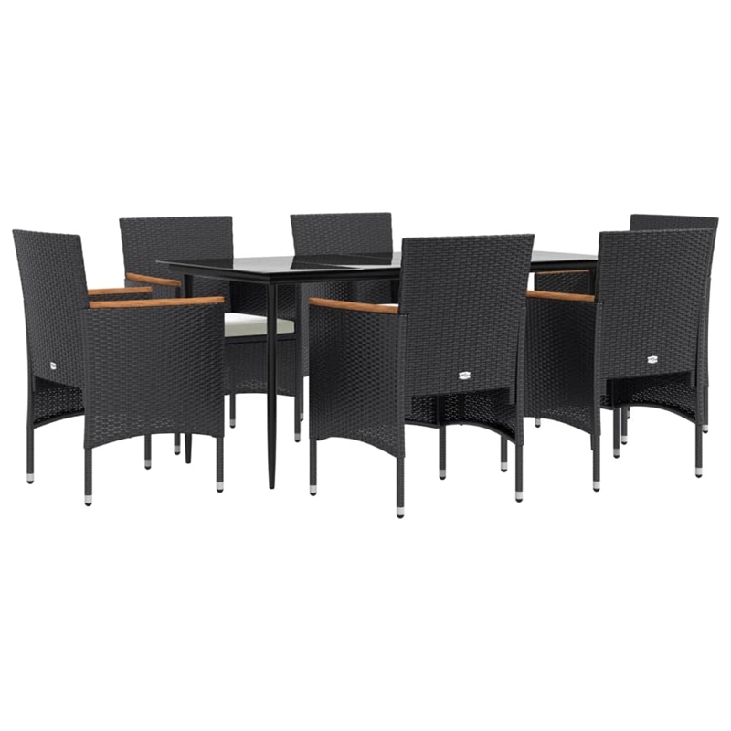 vidaXL Garden Dining Set in Black and Cream White