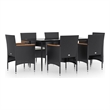 vidaXL Garden Dining Set in Black and Cream White