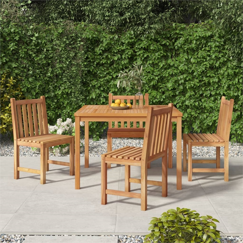 vidaXL Solid Teak Wood Medium Garden Dining Set Natural Wood