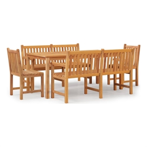 vidaXL Solid Teak Wood Large Durable Garden Dining Set in Brown