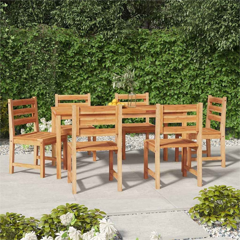 vidaXL Solid Teak Wood 6 Seater Durable Garden Dining Set Natural