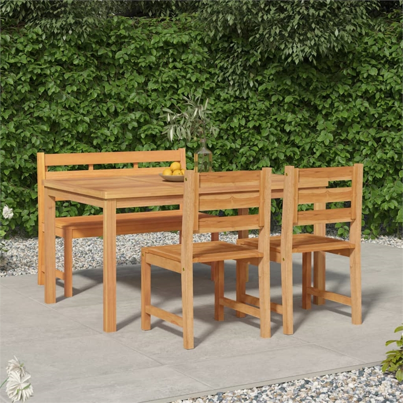 vidaXL Fine Sanded Teak Hardwood Medium Garden Dining Set in Natural