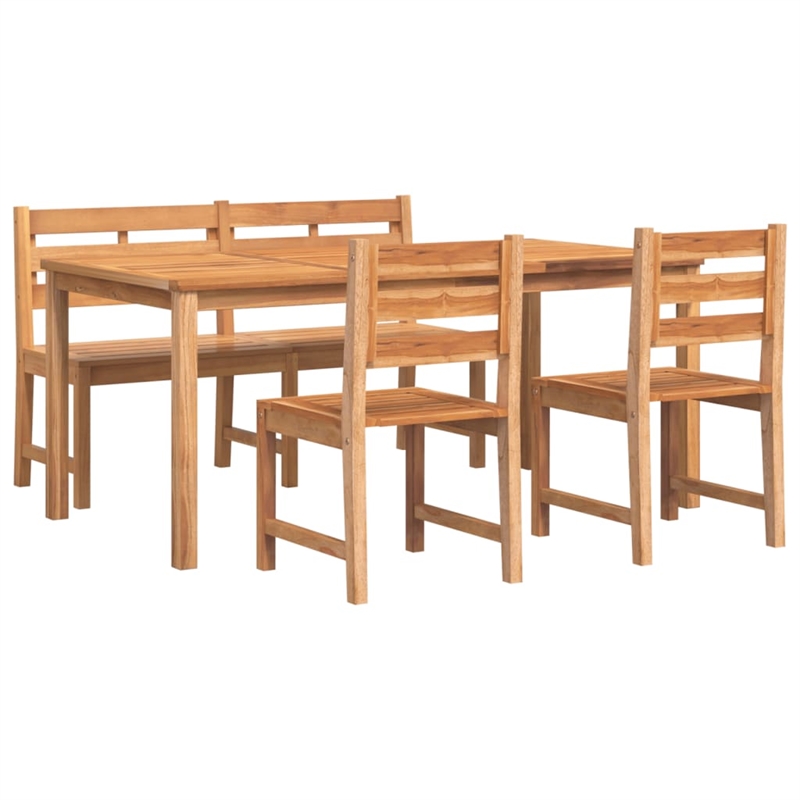 vidaXL Fine Sanded Teak Hardwood Garden Dining Set in Natural