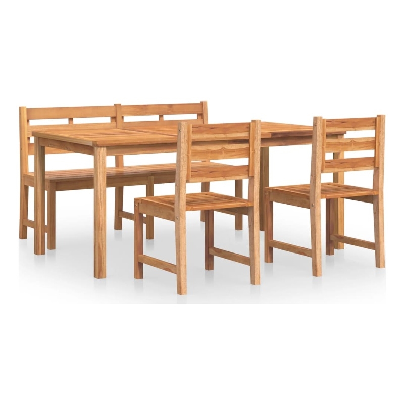 vidaXL Fine Sanded Teak Hardwood Garden Dining Set in Natural