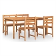 vidaXL Fine Sanded Teak Hardwood Garden Dining Set in Natural