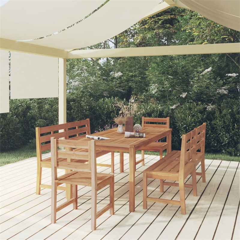 vidaXL Solid Teak Wood Moderate Garden Dining Set Natural Wood
