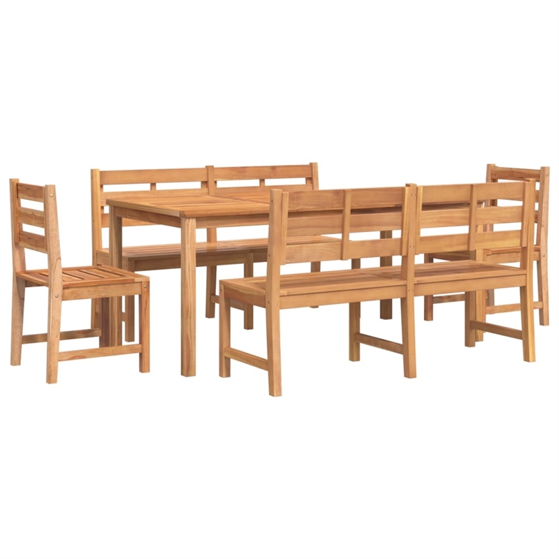 vidaXL Solid Teak Wood Moderate Garden Dining Set Natural Wood