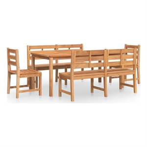 vidaXL Solid Teak Wood Moderate Garden Dining Set Natural Wood