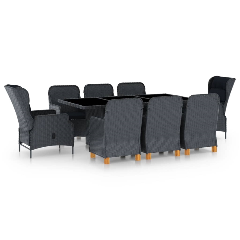 vidaXL Outdoor Dining Set in Dark Grey/Black