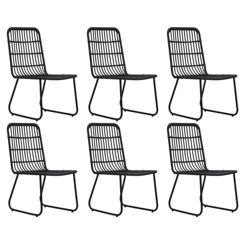 vidaXL Poly Rattan/Powder-Coated Steel/Glass Dining Set in Black