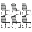 vidaXL Poly Rattan/Powder-Coated Steel/Glass Dining Set in Black