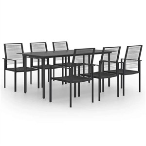 vidaXL Powder-Coated Steel/PVC Hollow Rattan Dining Set in Black