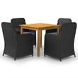 vidaXL Dining Set in Black and Natural Wood