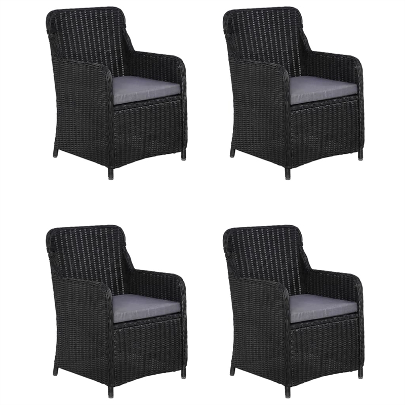 vidaXL Dining Set in Black and Natural Wood