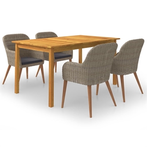 vidaXL Solid Acacia Wood Medium Dining Set in Brown