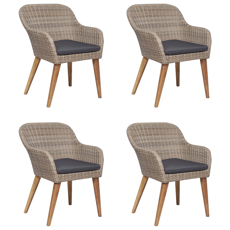 vidaXL Solid Acacia Wood Medium Dining Set in Brown