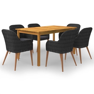 vidaXL Solid Acacia Wood Garden Set Dining Set in Black