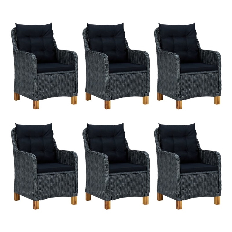 vidaXL 7 Piece Solid Acacia Wood Dining Set in Dark Gray