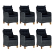 vidaXL 7 Piece Solid Acacia Wood Dining Set in Dark Gray