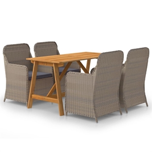 vidaXL Solid Acacia Wood Large Removable Covers Dining Set in Brown
