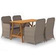 vidaXL Solid Acacia Wood Large Removable Covers Dining Set in Brown