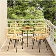 vidaXL Steel/Tempered Glass/Polyethylene Rattan Garden Dining Set in Black