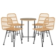 vidaXL Steel/Tempered Glass/Polyethylene Rattan Garden Dining Set in Black