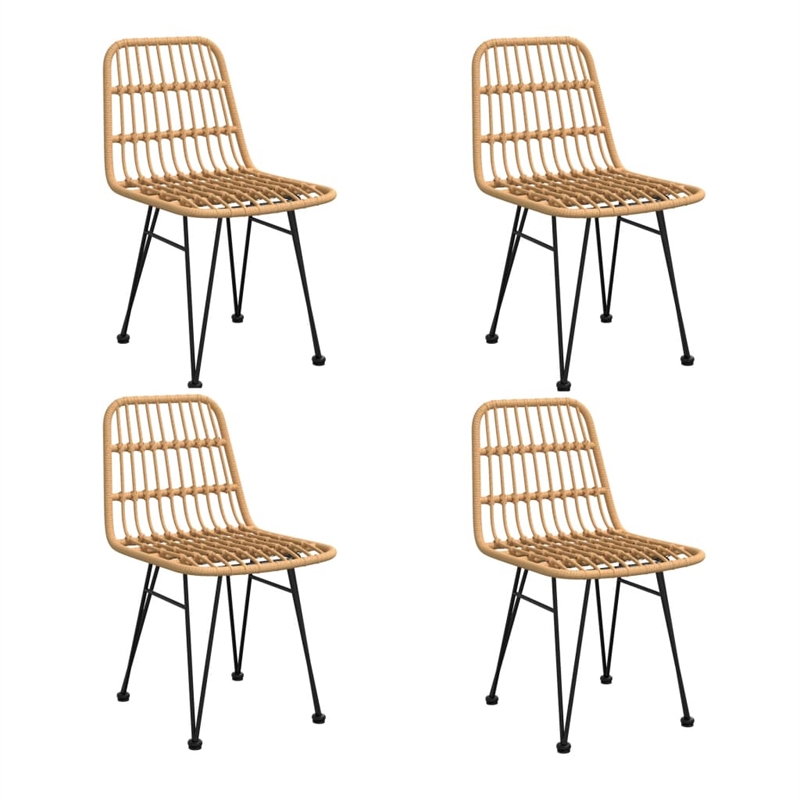 vidaXL Steel/Tempered Glass/Polyethylene Rattan Garden Dining Set in Black