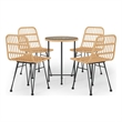 vidaXL Steel/Tempered Glass/Polyethylene Rattan Garden Dining Set in Black