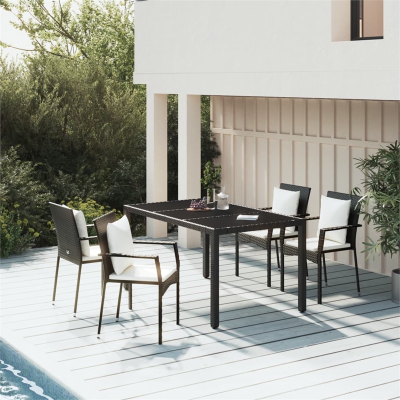 vidaXL Garden Dining Set in Black/Cream White