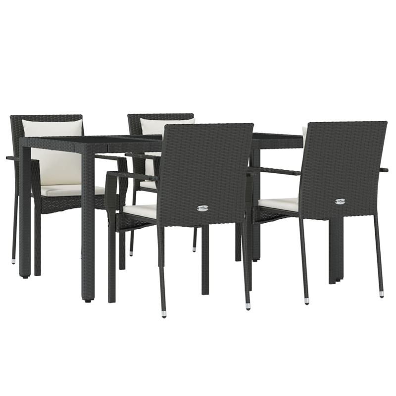 vidaXL Garden Dining Set in Black/Cream White