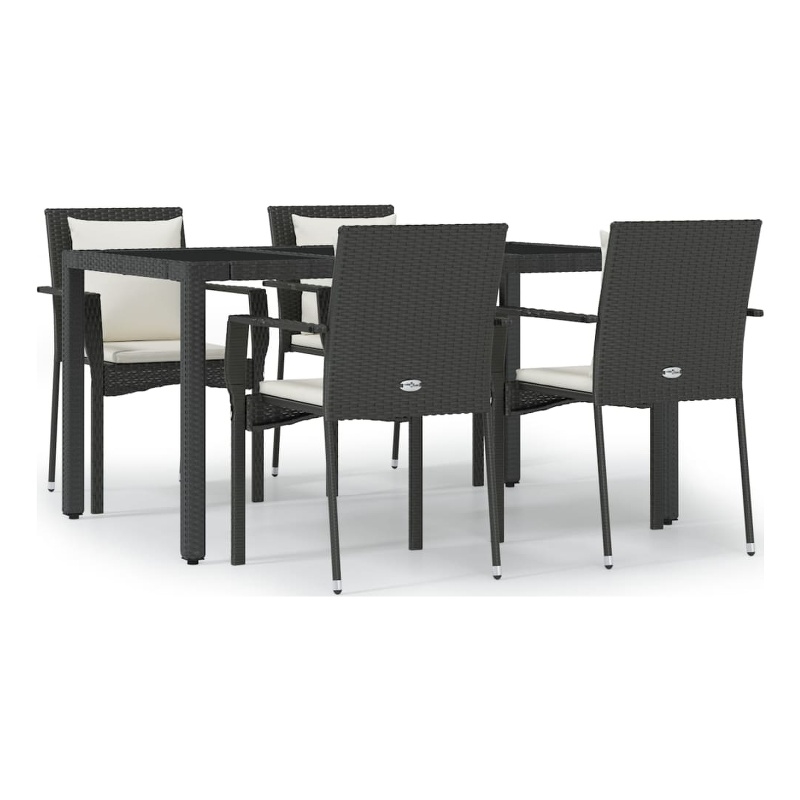 vidaXL Garden Dining Set in Black/Cream White