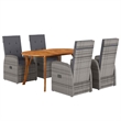 vidaXL 5 Pcs in Grey Poly Rattan Garden Dining Set in Brown