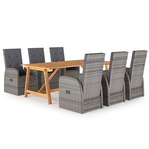 vidaXL Solid Acacia Wood Dining Set in Grey