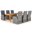 vidaXL Solid Acacia Wood Dining Set in Grey