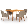 vidaXL Solid Acacia Wood Medium Collapsible Dining Set in Brown