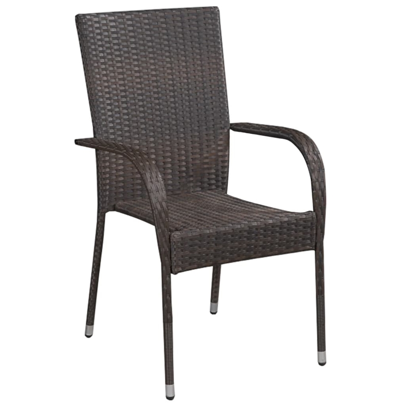 vidaXL Solid Acacia Wood/PE Rattan Dining Set in Brown