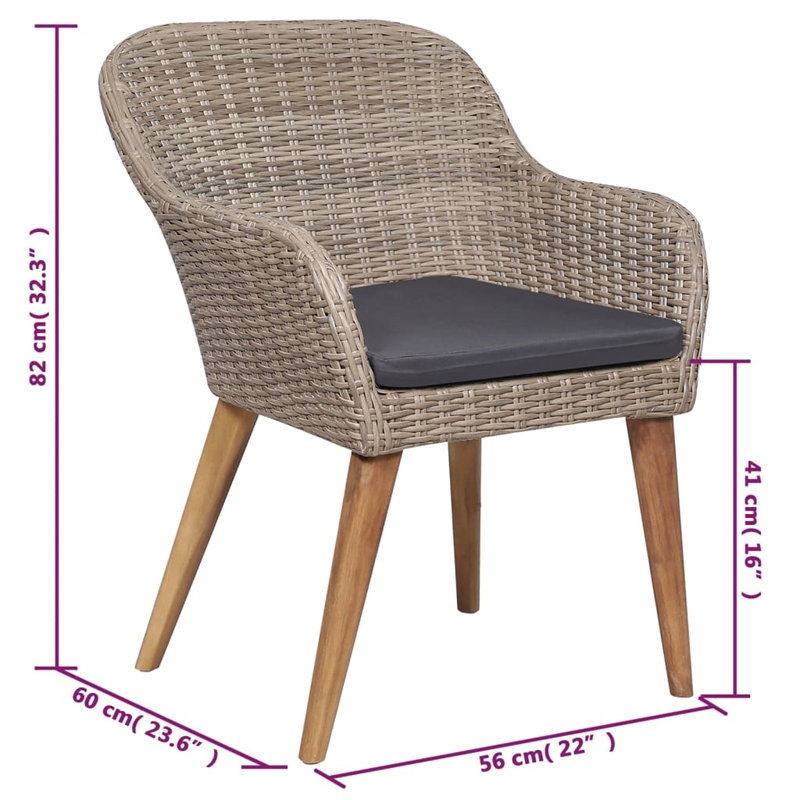 vidaXL Solid Acacia Wood Medium Dining Set in Brown