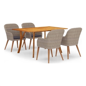 vidaXL Solid Acacia Wood Medium Dining Set in Brown