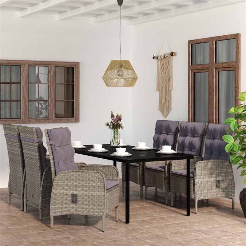 vidaXL Garden Dining Set in Grey and in Black