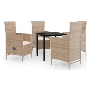 vidaXL Garden Dining Set in Beige and in Black