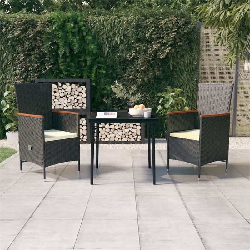 vidaXL Garden Dining Set in Black and Cream White
