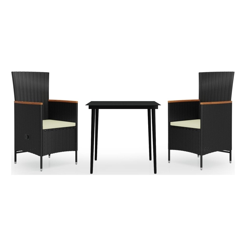 vidaXL Garden Dining Set in Black and Cream White