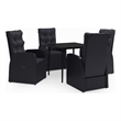 vidaXL PE Rattan/Powder-Coated Steel/Glass Garden Dining Set in Black