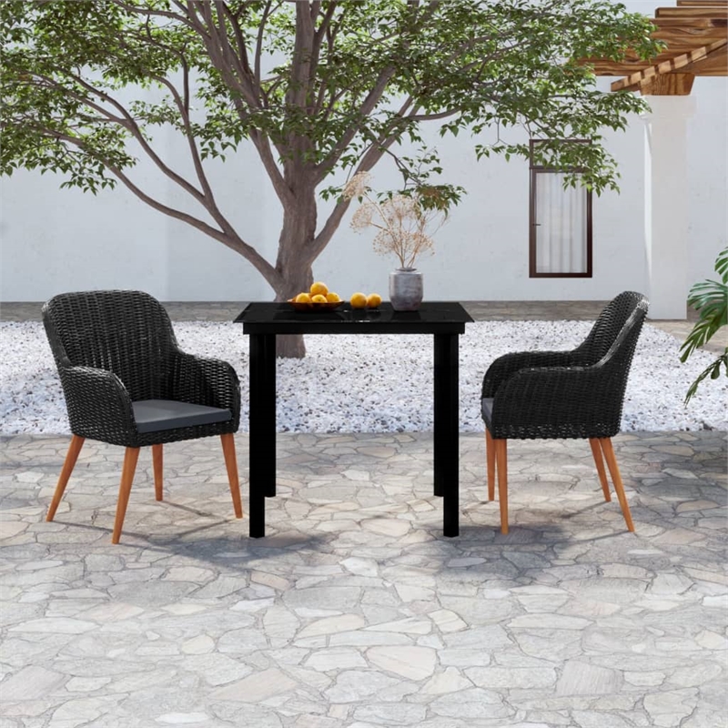 vidaXL Garden Dining Set in Black/Dark Grey