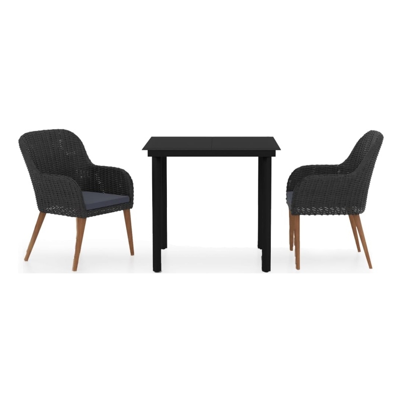 vidaXL Garden Dining Set in Black/Dark Grey