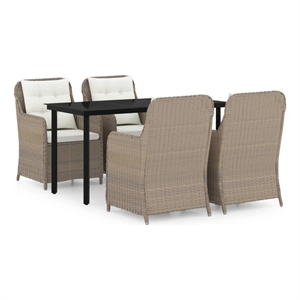 vidaXL Powder-Coated Steel Medium Garden Dining Set in Brown
